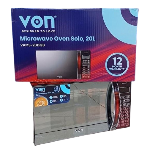 VON HMS-202DB Microwave Oven - 20L Digital Solo - 700W - Black & Red - 1 Year Warranty